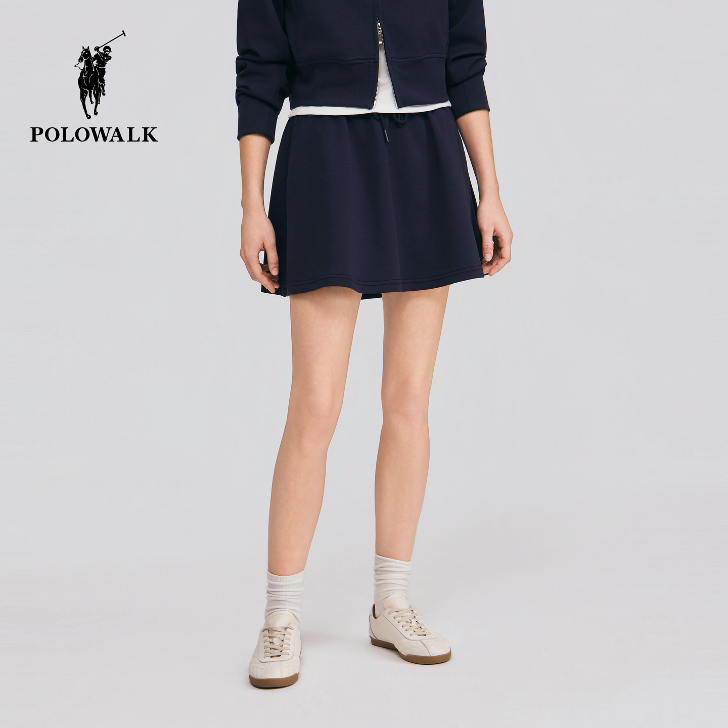 POLOWALK女式半裙2026春夏裤新品女装松紧腰微A摆显瘦百搭半身裙