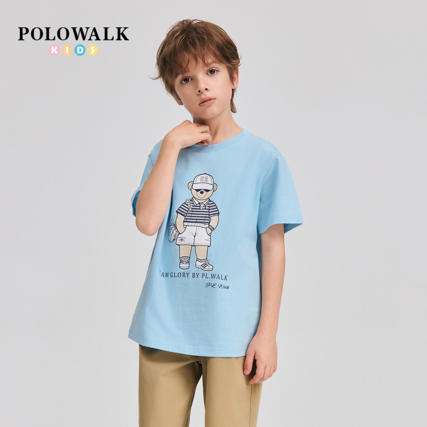POLOWALK男童净色短袖T恤