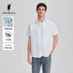 POLOWALK短袖 轻薄纯色上衣 免烫 新品 25夏季 衬衫 7A抗菌 男式