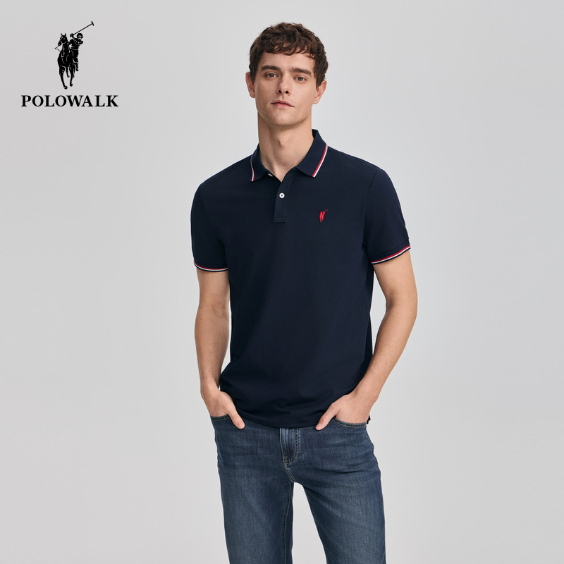 POLOWALK男式短袖POLO衫夏季新品休闲百搭T恤潮流经典上衣