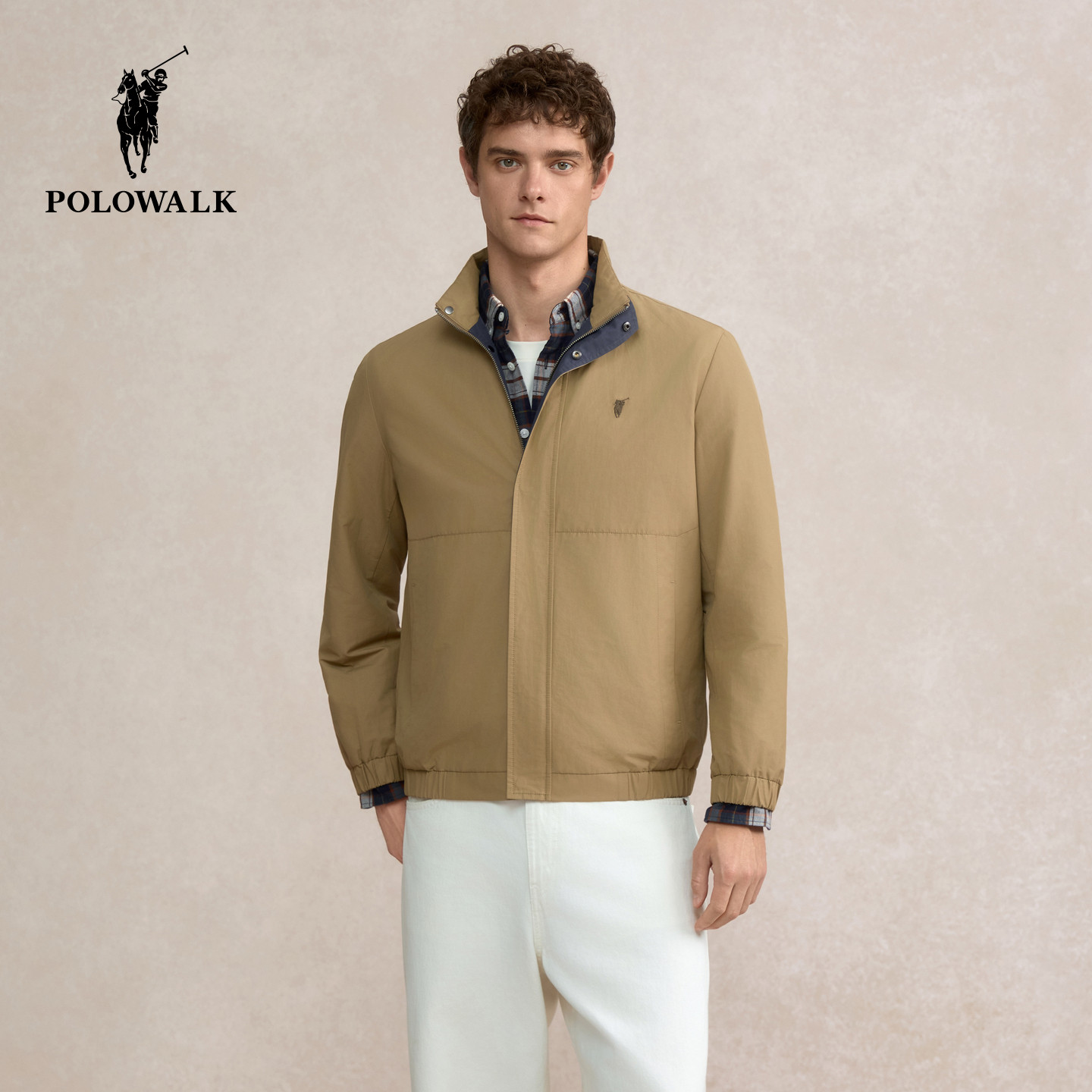 POLOWALK男装夹克2025秋季新品商务绅士休闲百搭立领夹克外套男式
