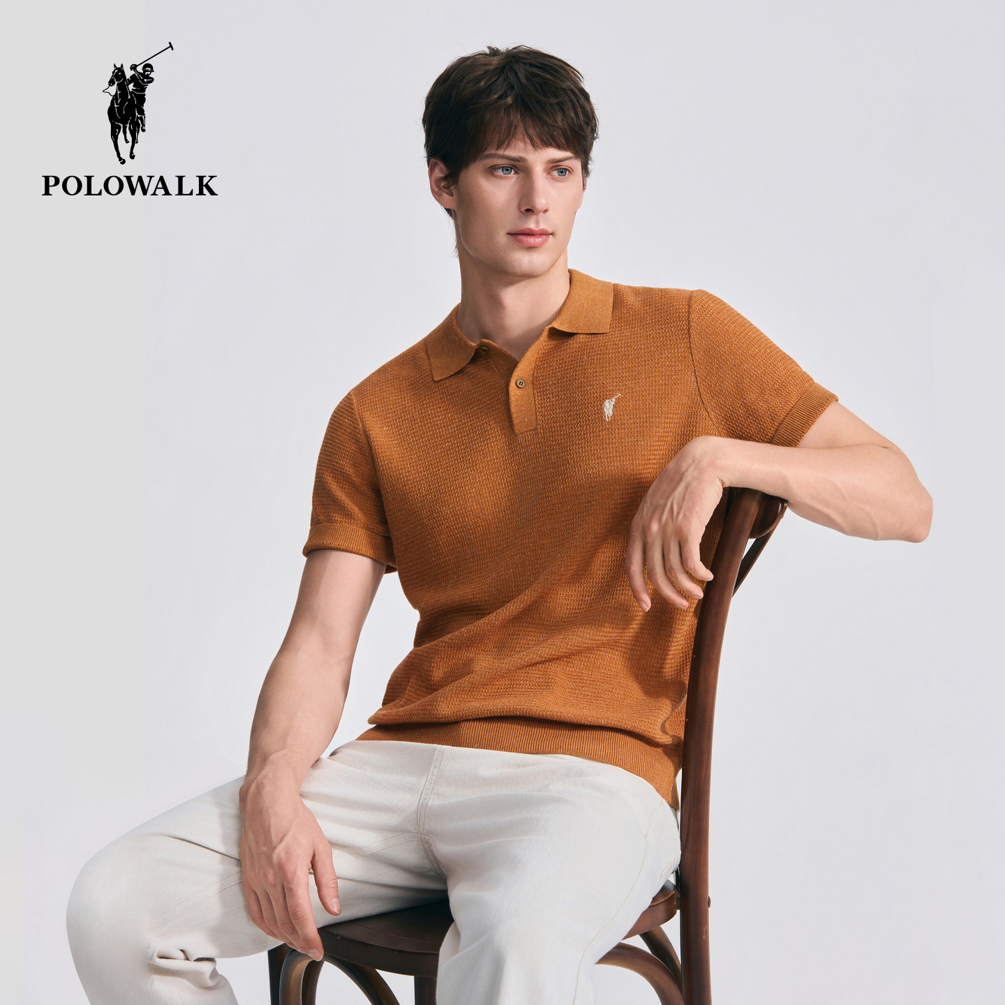 POLOWALK男式短袖针织衫2026早秋新品男装简约百搭通勤套头针织衫