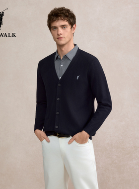 POLOWALK男装针织衫2025秋季新品假两件韩系休闲针织开衫男式