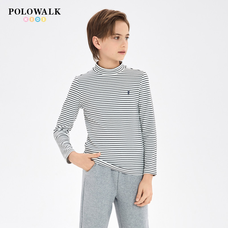 POLOWALK童装打底衫男新款秋冬男女童半高领亲肤条纹长袖T恤,童装/婴儿装/亲子装,T恤,淘宝优惠券,粉丝福利购,淘宝优惠卷