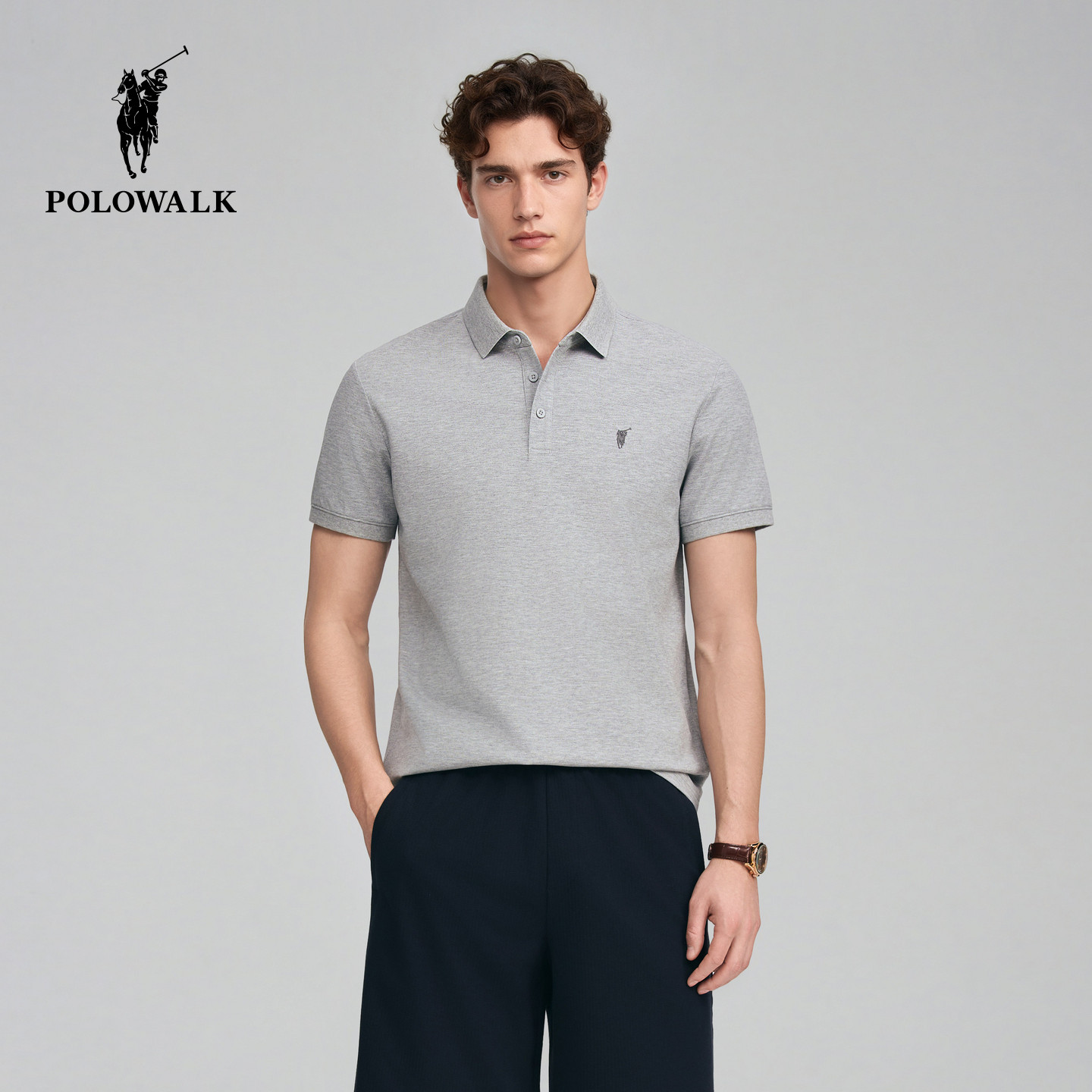 【冰氧吧】POLOWALK男式短袖POLO衫26夏季新品纯色薄款T恤打底衫