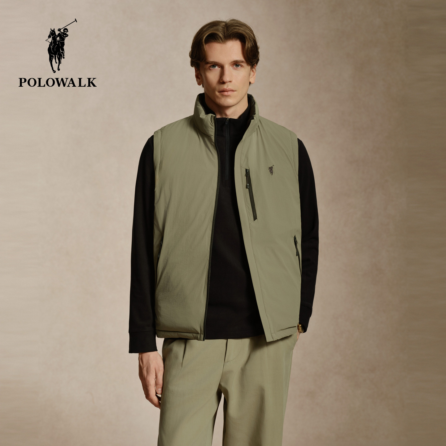 【90鸭绒】POLOWALK男式羽绒马夹2026冬季新品双面穿立领保暖背心