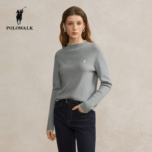 长袖 百搭通勤内搭显瘦套头打底衫 针织衫 新品 2025秋季 POLOWALK女式