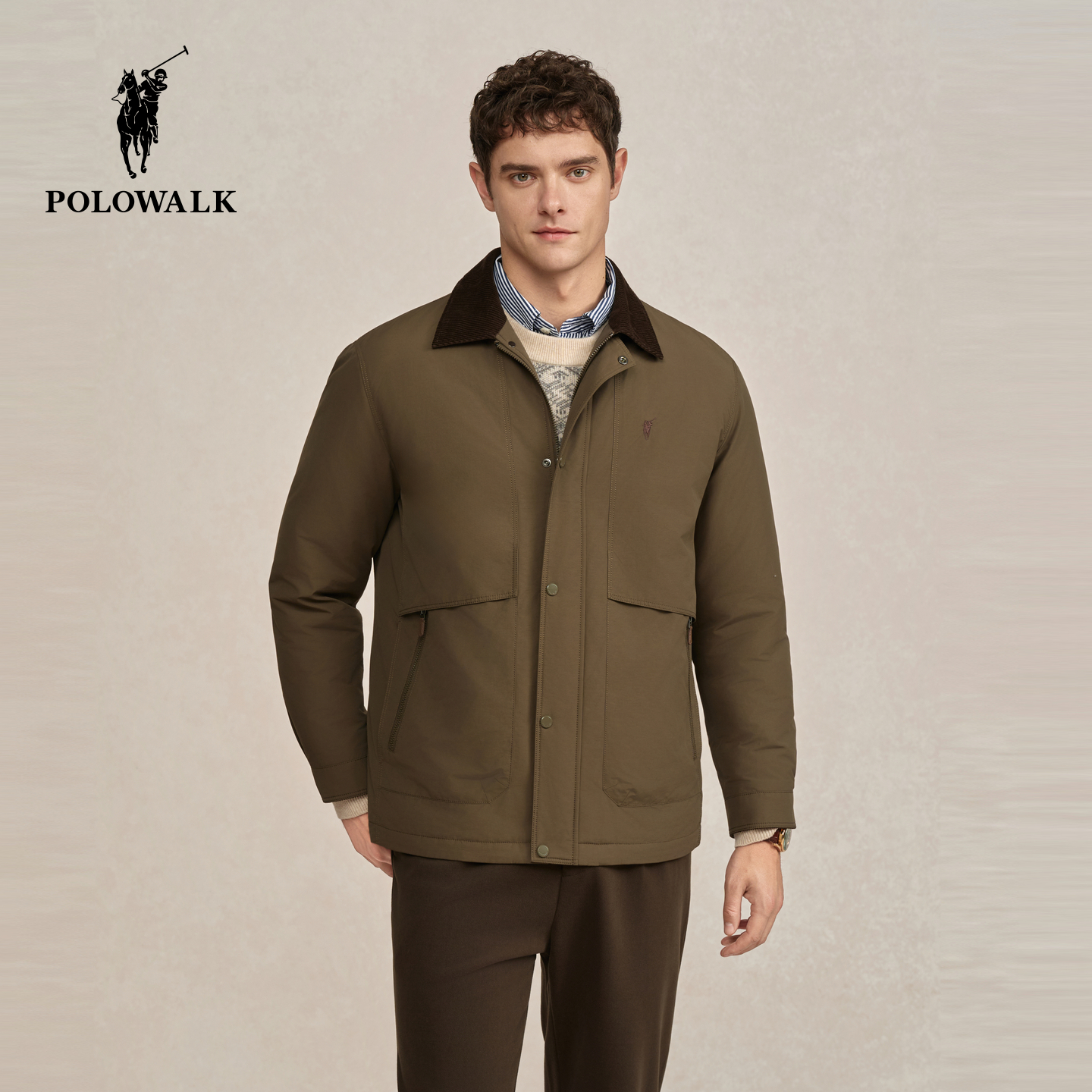 POLOWALK男式羽绒服2025冬季新品商务休闲翻领简约90鸭绒羽绒外套