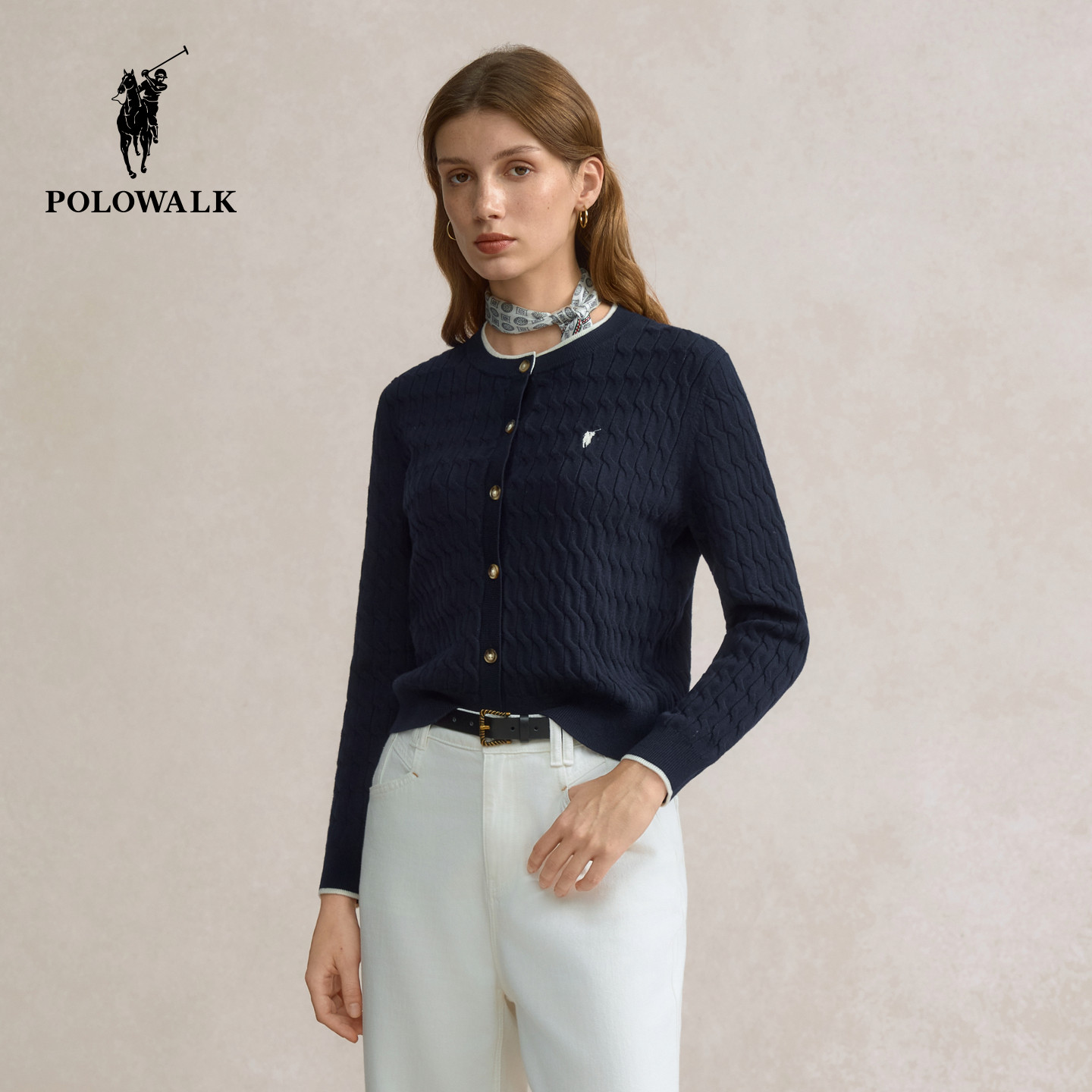 POLOWALK女式长袖针织衫图片