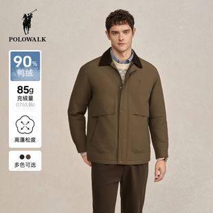 商务休闲翻领简约90鸭绒羽绒外套 新品 POLOWALK男式 羽绒服2025冬季