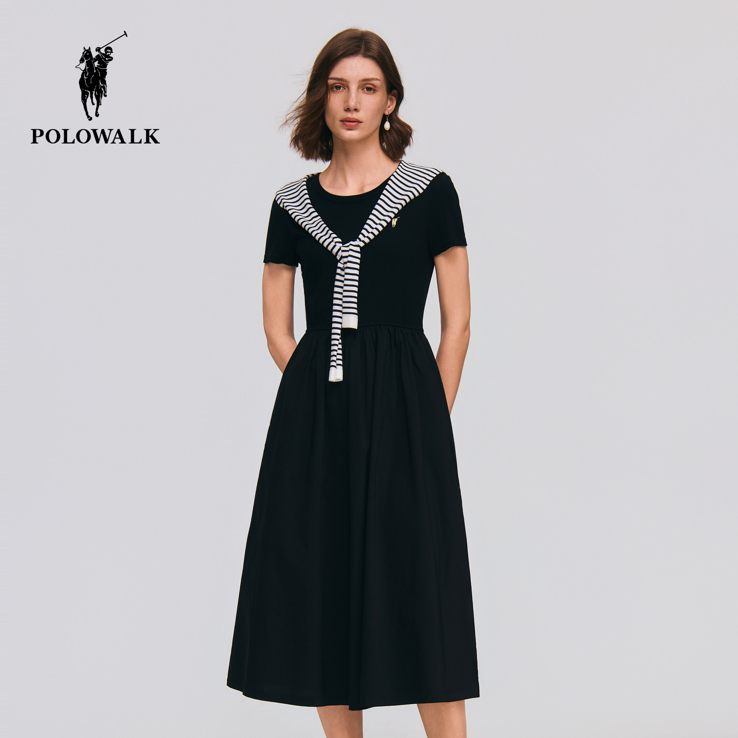 POLOWALK女式短袖针织连衣裙图片