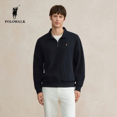 POLOWALK男装卫衣2025秋季新品潮流立领休闲通勤套头上衣男式