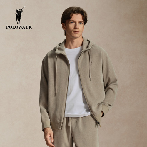 【套装】POLOWALK男式卫衣2026秋季新品简约连帽休闲外套运动套装