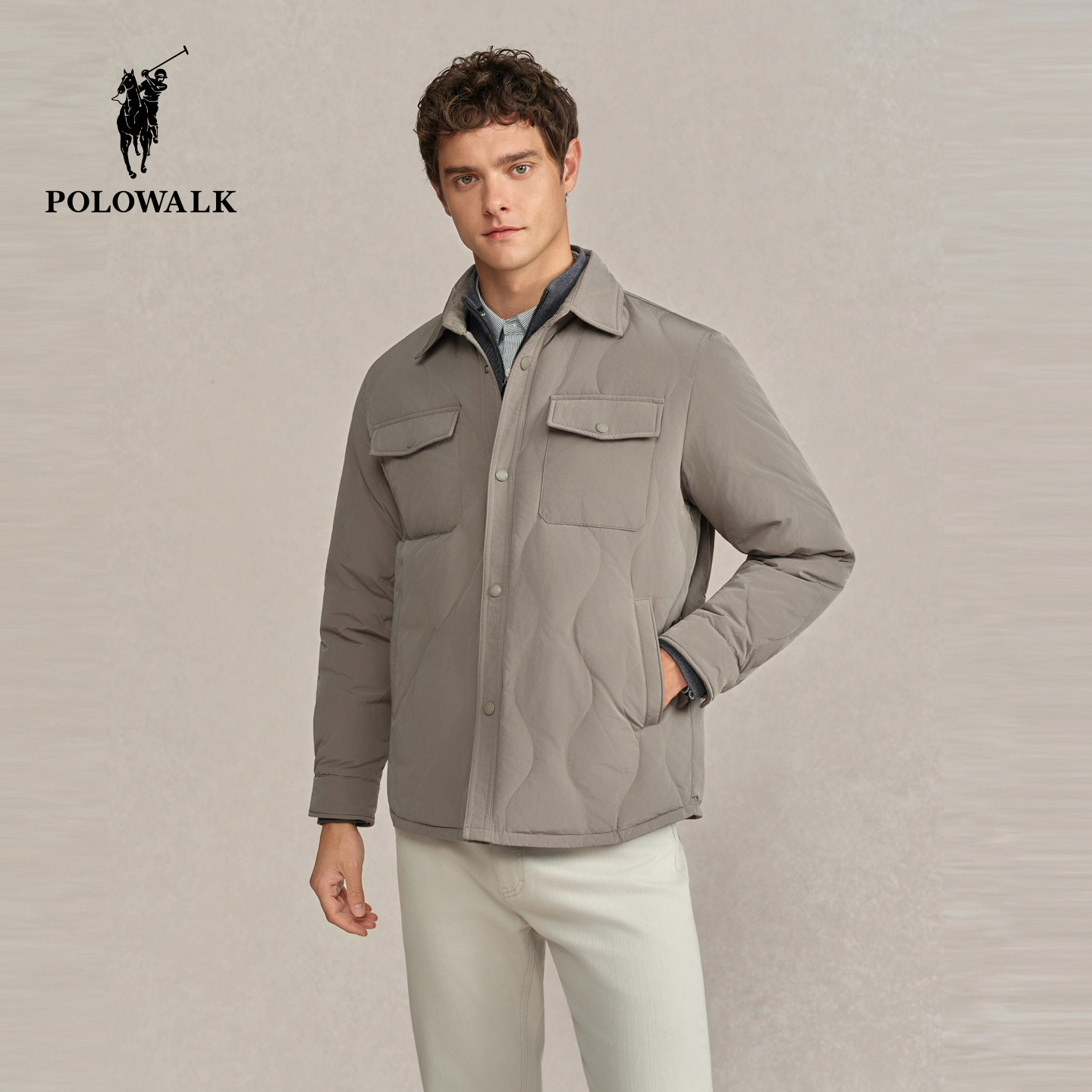 POLOWALK男式羽绒服2025冬季新品时尚翻领工装风90鸭绒羽绒外套男