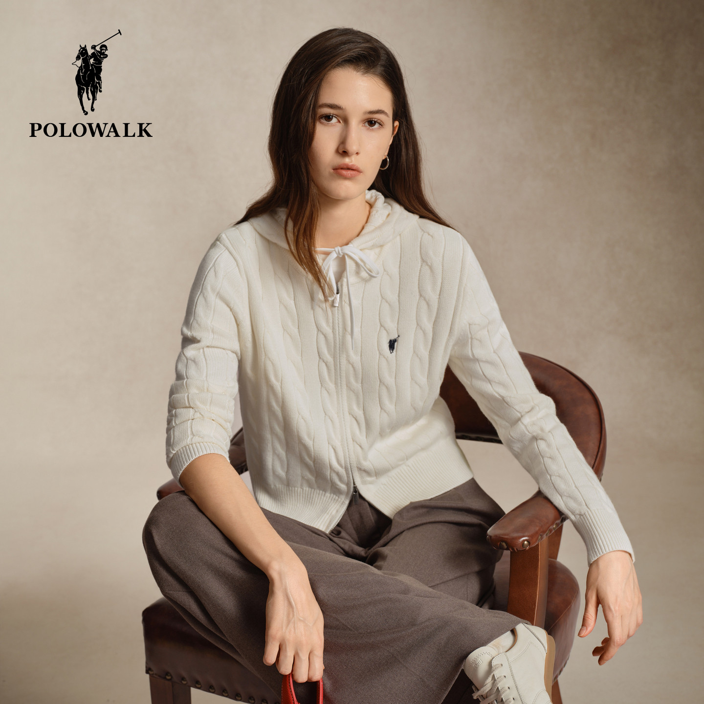 POLOWALK女式长袖针织衫图片