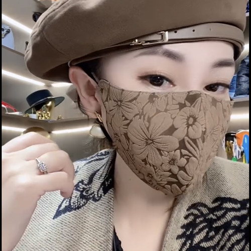网红直播爆款立体口罩显脸小大印花透气可清洗春秋防风防寒保暖