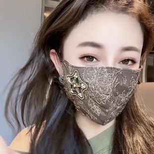2025新款 星星钻口罩女高颜值网保暖红面罩 秋冬立体藤蔓网红爆款