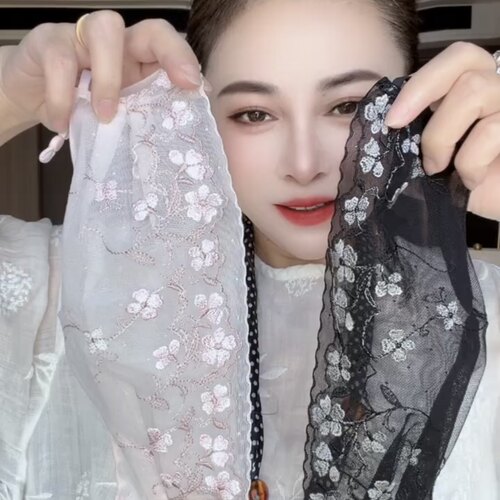 春夏新款温婉立体小花边遮阳面罩柔软亲肤大脸小脸都可百搭T1173