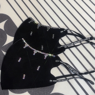 2024秋冬新款 空气棉流星亮钻水钻网红透气舒适防尘口罩防寒保暖