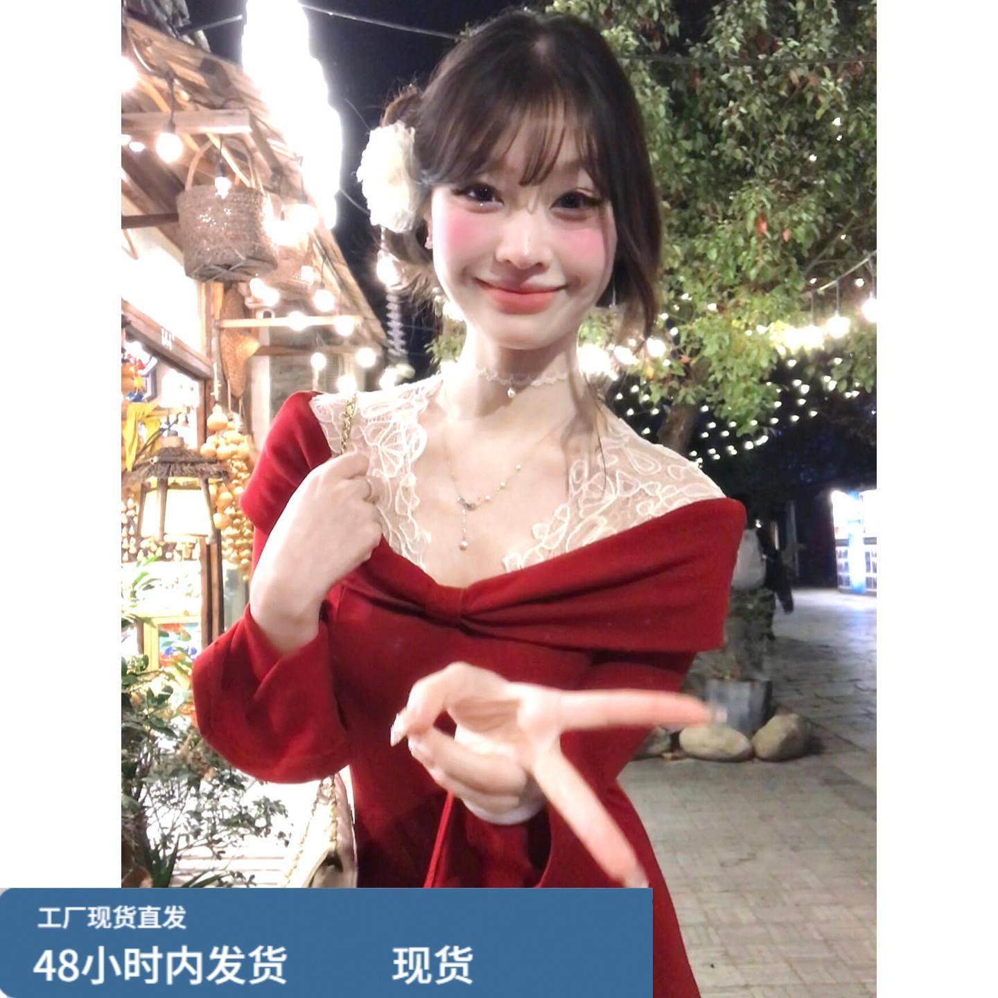 新年穿搭红色连衣裙子女冬季2026年新款法式气质修身内搭打底长裙,运动/瑜伽/健身/球迷用品,瑜伽短裙,淘宝优惠券,粉丝福利购,淘宝优惠卷