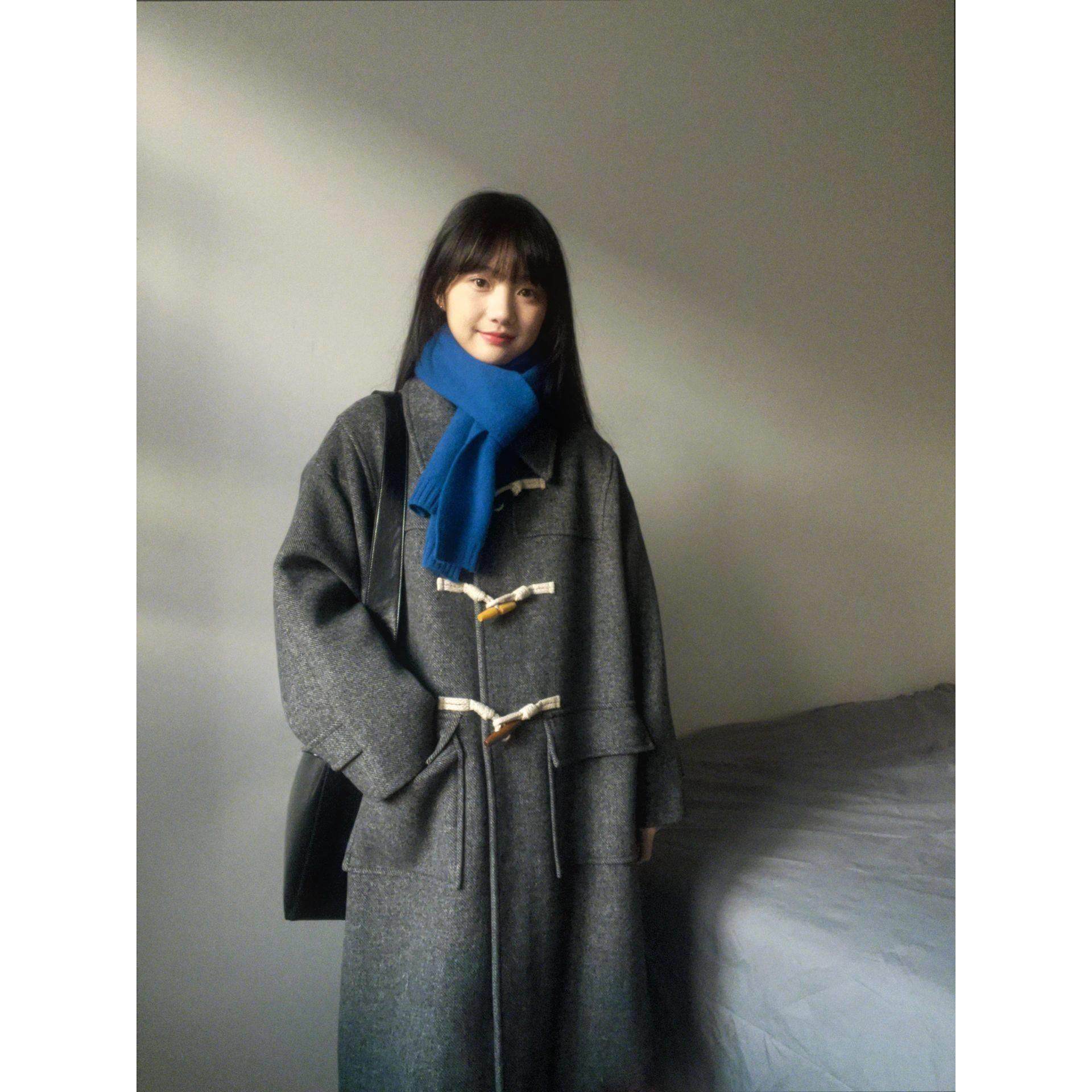 牛角扣大衣女款2023新款秋冬高级感小个子学院灰色人字纹毛呢外套,运动/瑜伽/健身/球迷用品,广场舞套装,淘宝优惠券,粉丝福利购,淘宝优惠卷