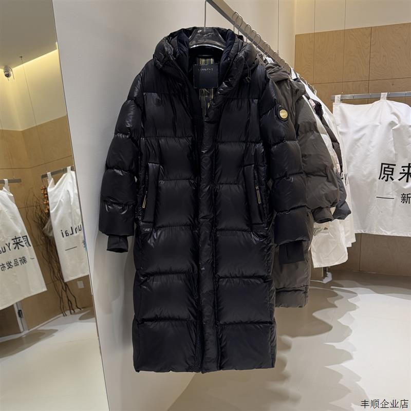 加厚400g白鹅绒黑色加长过膝羽绒服男女新款连帽大码情侣金外套冬