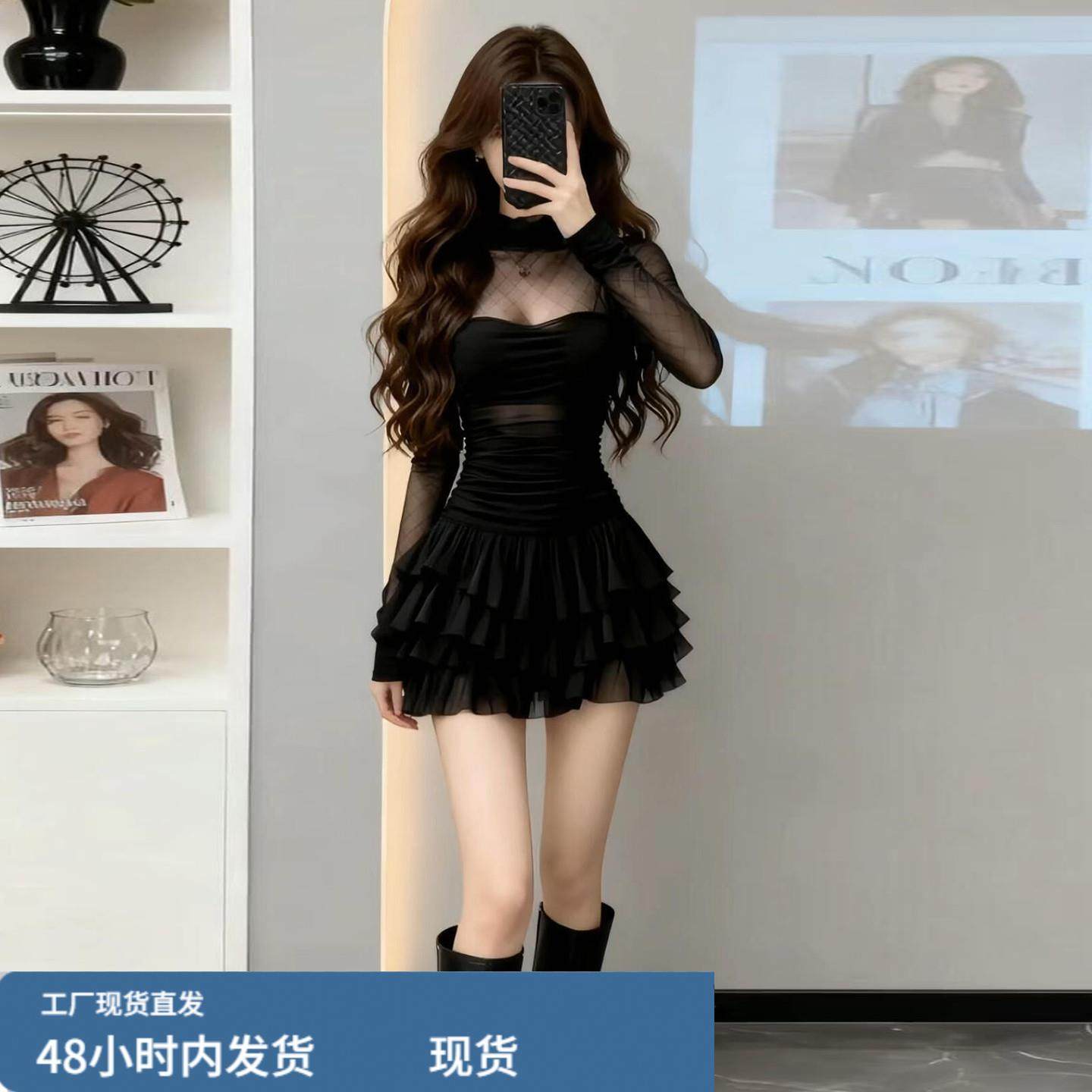 2026新款巨好看性感网纱红色连衣裙子女秋冬季新年穿搭内搭蛋糕裙,运动/瑜伽/健身/球迷用品,瑜伽短裙,淘宝优惠券,粉丝福利购,淘宝优惠卷