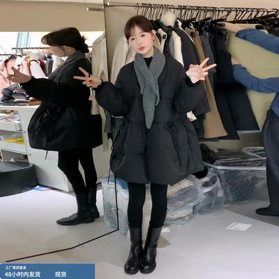 韩系甜美娃娃款羽绒服女冬季2025超火小个子巨好看中长款裙摆外套