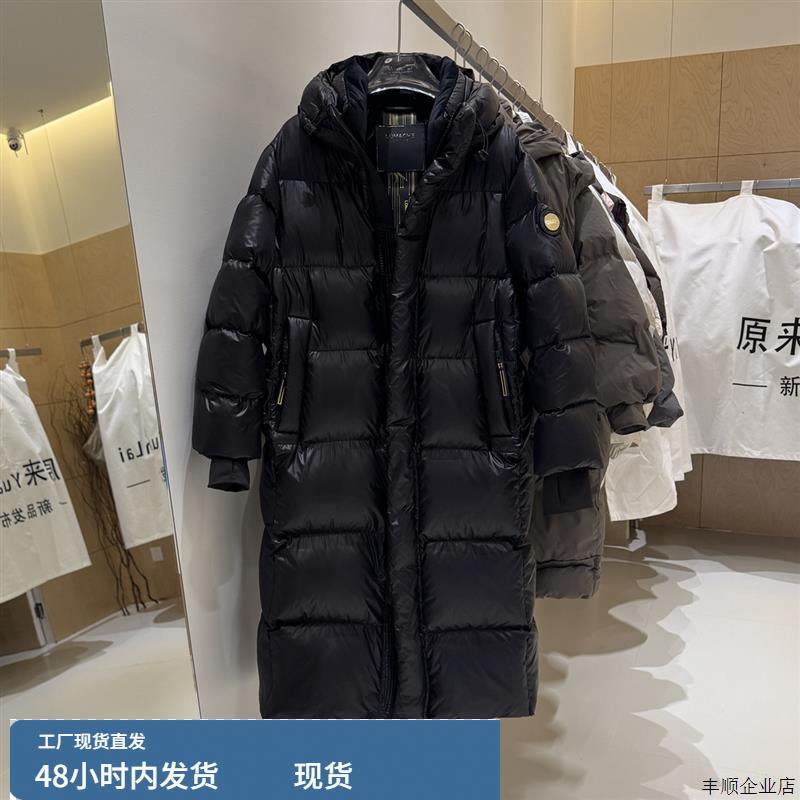 加厚400g白鹅绒黑色加长过膝羽绒服男女新款连帽大码情侣金外套冬