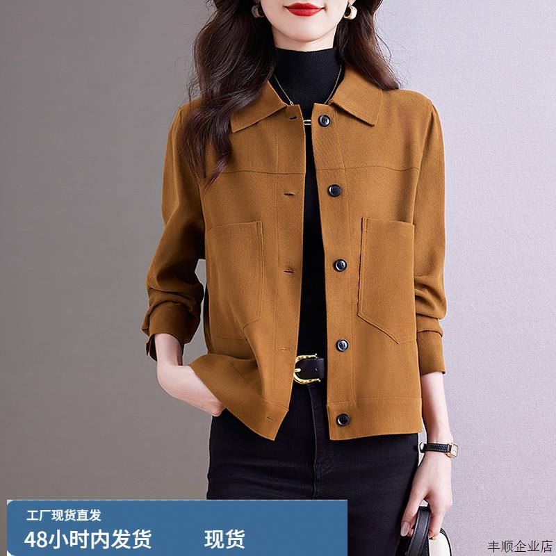 白领哥弟新洋气短款外款女装秋季休闲工装上衣夹克小个子宽松衬衣
