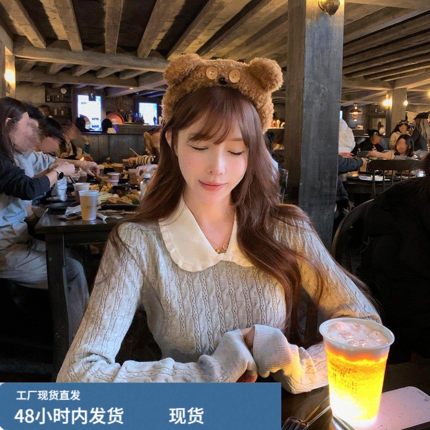 韩系撞色娃娃领针织衫女秋冬小个子外穿短款毛衣内搭打底显瘦上衣,孕妇装/孕产妇用品/营养,套装,淘宝优惠券,粉丝福利购,淘宝优惠卷