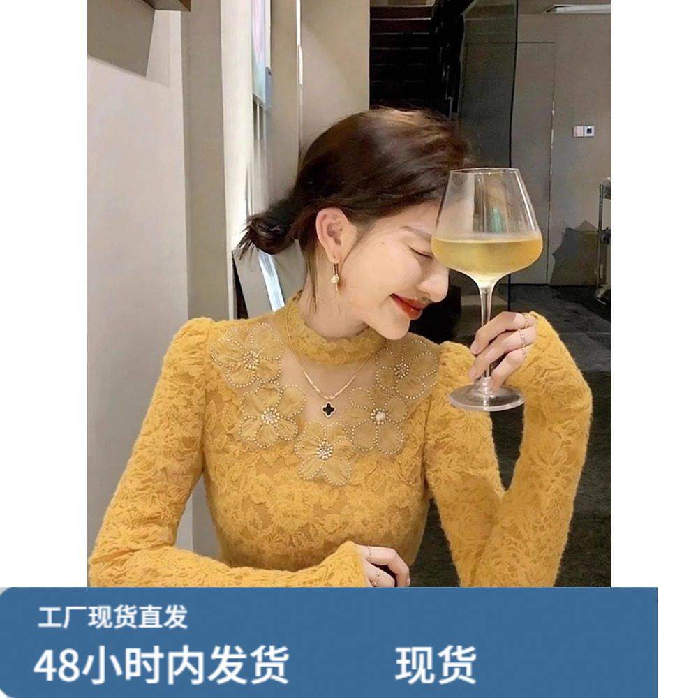 秋冬季独特氛围感蕾丝立体花朵打底衫女内搭设计感半高领绝美上衣,运动/瑜伽/健身/球迷用品,广场舞套装,淘宝优惠券,粉丝福利购,淘宝优惠卷