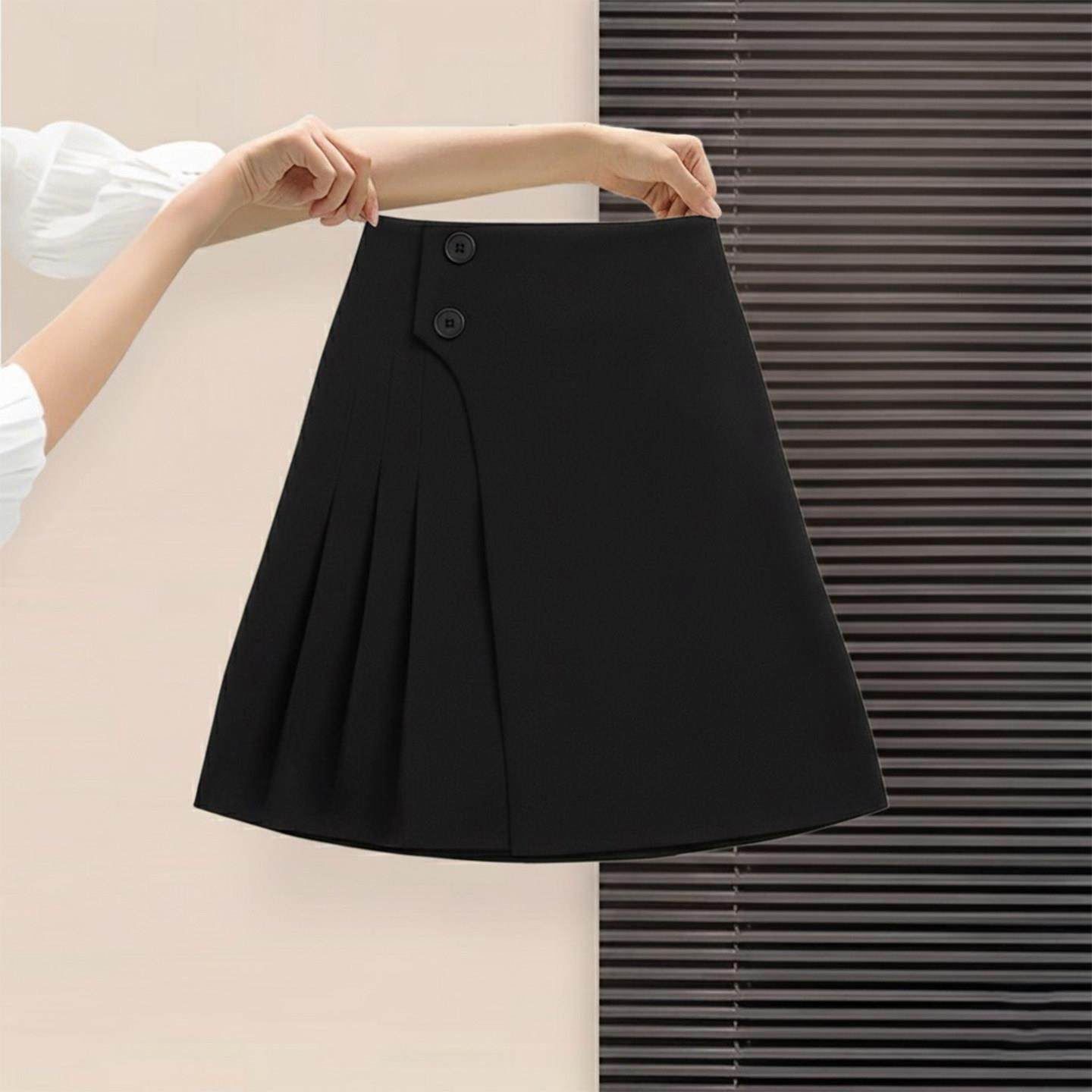 大码黑色半身短裙女秋冬巨好看的胖mm高腰显瘦不规则a字百褶半裙,运动/瑜伽/健身/球迷用品,瑜伽短裙,淘宝优惠券,粉丝福利购,淘宝优惠卷