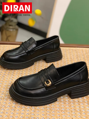 轻奢品牌平底乐福鞋女2025年新款英伦风小皮鞋黑色jk鞋显脚小单鞋