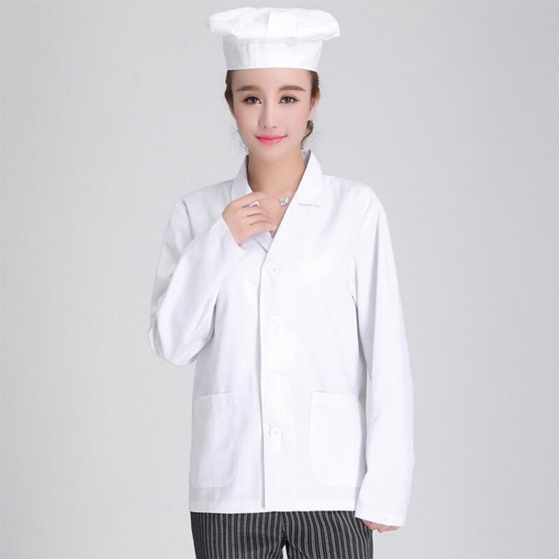 正品厨师工作服女长袖学校幼儿园食堂人员夏季透气厨房厨师服白色
