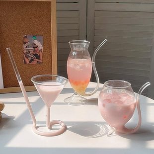 创意鸡尾酒杯血酒杯鬼吸管玻璃杯杯子鬼子分吸 吸杯ins血北欧个性