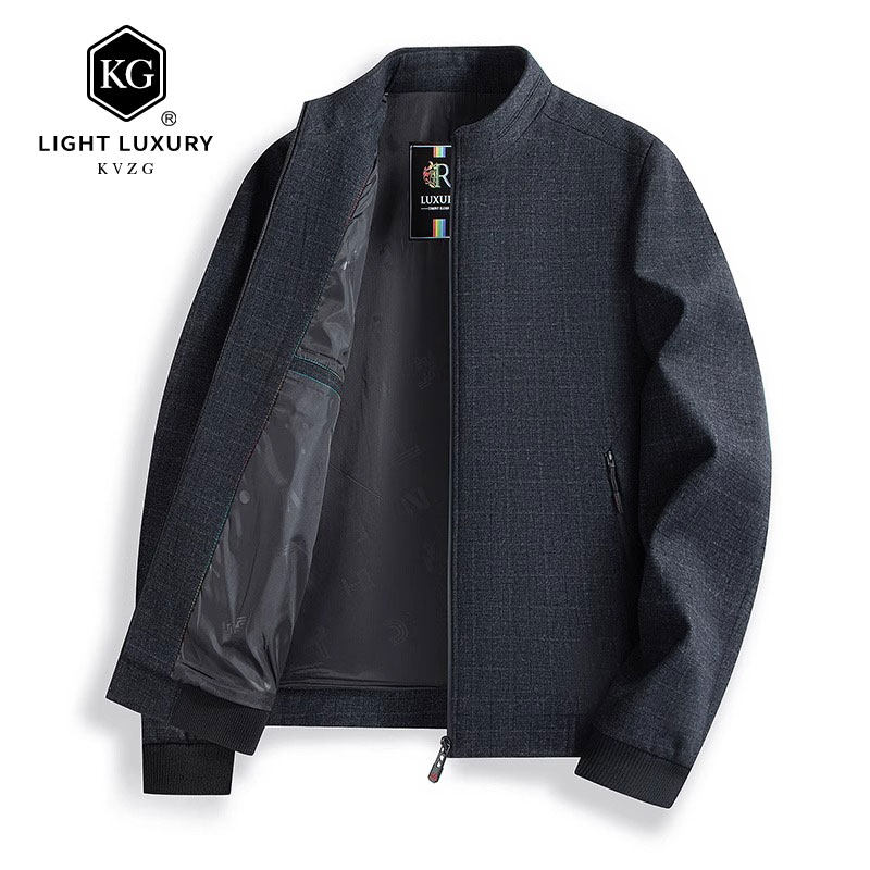 2025春季新款爸爸外套中年男士上衣中老年人爷爷行政夹克立领褂子