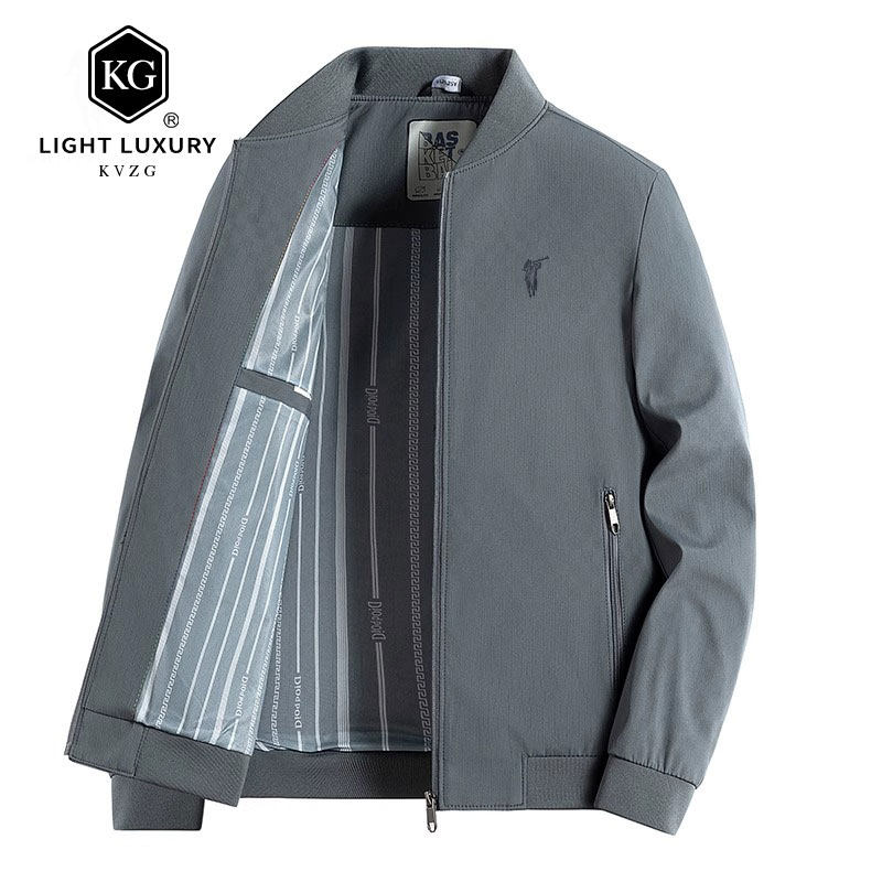 2025春季新款时尚轻奢夹克男士外套立领商务爸爸装休闲中年薄款