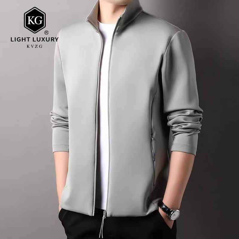 空气层拉链开衫长袖卫衣男春秋季立领休闲韩版通勤夹克运动风外套