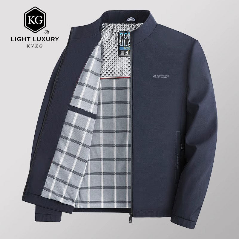 2025年春季新款夹克男士商务时尚立领中年爸爸装外套行政领导茄克