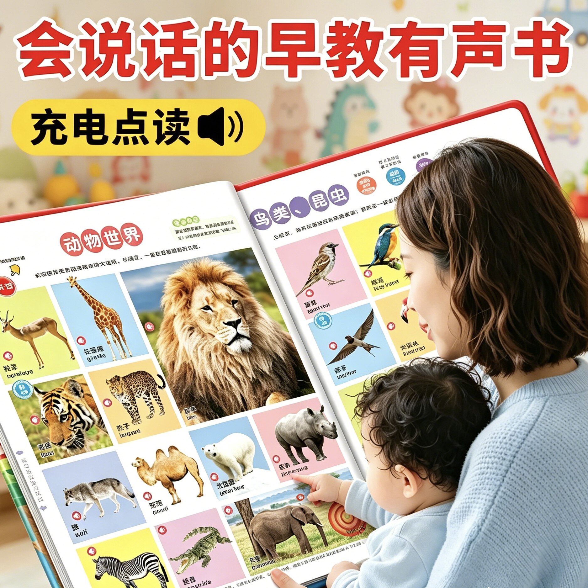 【入园礼盒】会说话的早教有声书婴幼儿启蒙认知点读发声书0-1一2到3岁6撕不烂绘本男女孩宝宝生日儿童新年礼物玩具益智力开发大脑