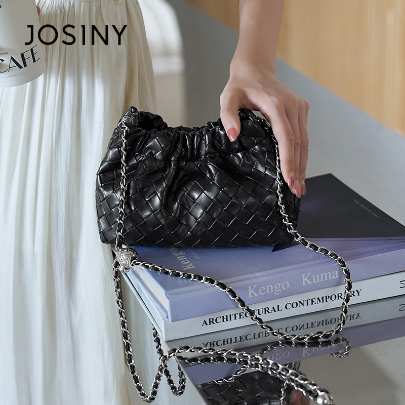 Josiny/卓诗尼2024新款小众ins高颜值褶皱女士单肩包斜挎包包图片