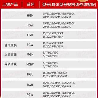 HIWIN台湾上银直微导轨滑块CMGN/MGW线/5C7C/9C12C/15/7H/91215H