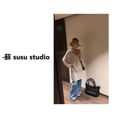 SU  2026春款镂空设计感针织开衫外套吊带背心两件套女宽松 I0096