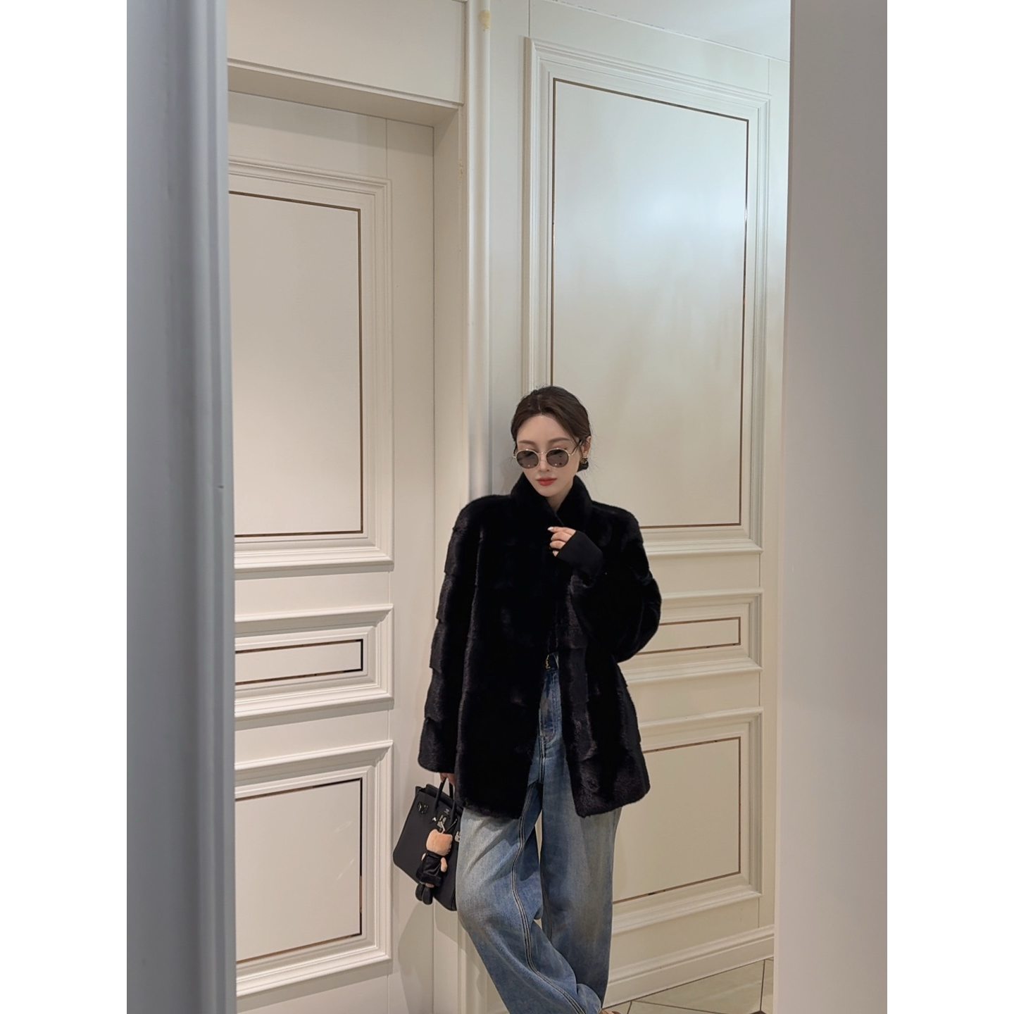 稀世奢品进口横排本色立领皮草