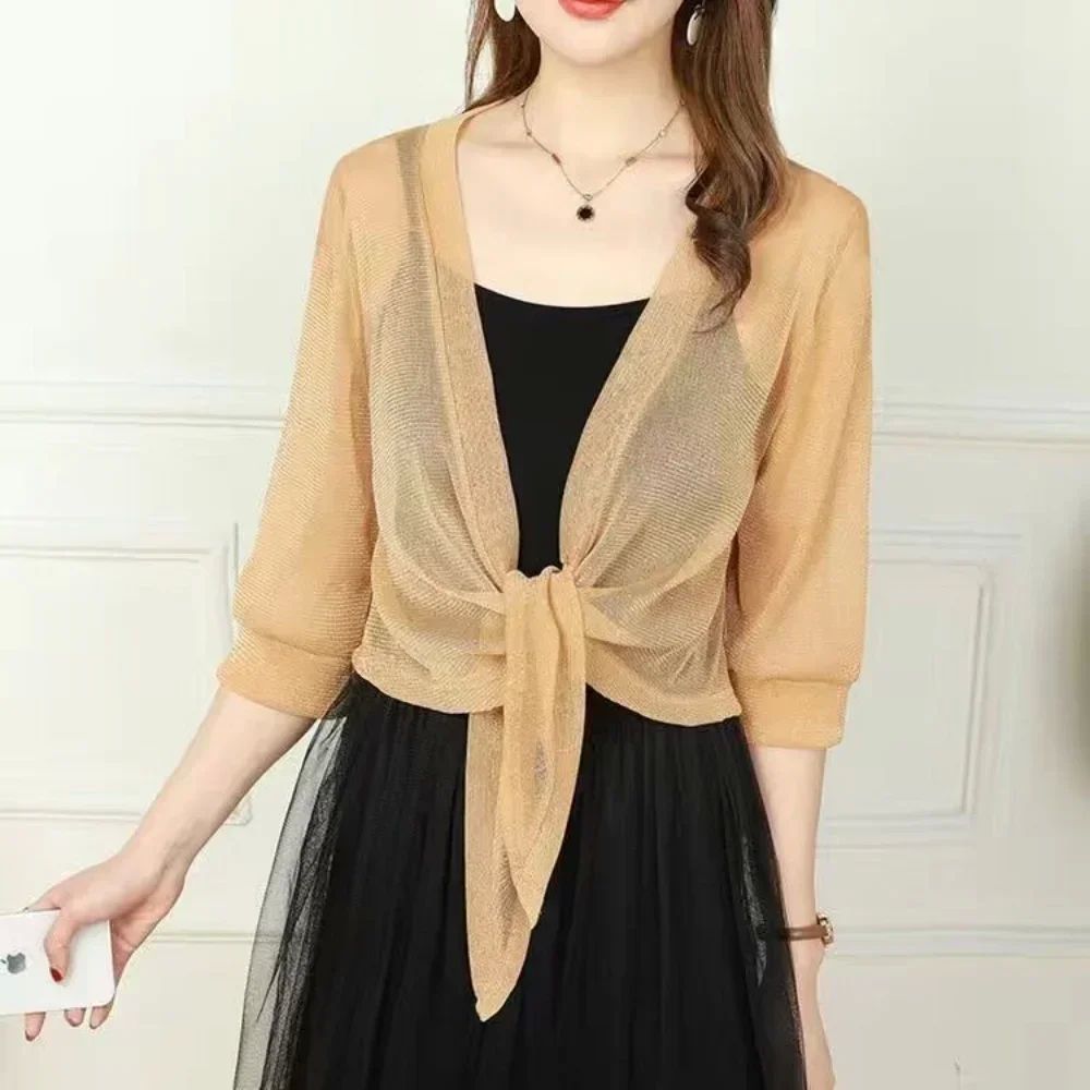 Mesh short shawl cardigan for women   女士网纱短款披肩开衫