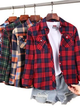 Single row multi button checkered shirt 单排多扣修身格子衬衫