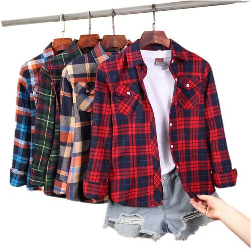 Single row multi button checkered shirt 单排多扣修身格子衬衫