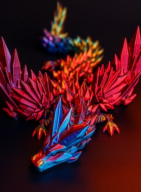 3D打印炫彩飞龙仿真水晶飞龙翼龙