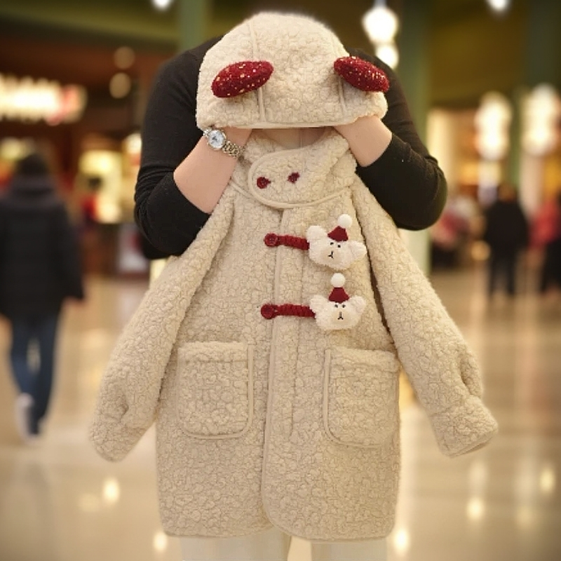 女童加绒加厚毛毛衣冬季